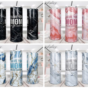 Ti amo mamma bicchiere, bicchiere magro da 20 Oz, sfondo in marmo, festa della mamma, grafica a sublimazione, download digitale, avvolgimento completo, design Png
