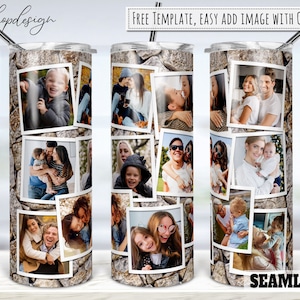13 Photo Frame Stone Wall Tumbler, 20 Oz Tumbler, Skinny Tumbler, Tapered & Straight, Sublimation Graphics, Digital Download,Wrap Png Design