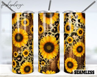 Glitter Zonnebloem Leopard Houtnerf Naadloze 20oz Skinny Taps toelopende &Straight Tumbler Sublimatie Waterslide Digital Design Full Tumbler Wrap