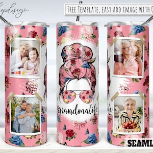 Moldura Floral Grandma Life 20oz Skinny Tapered & Straight Tumbler Sublimation, Waterslide Digital Design Full Tumbler Wrap Png Download