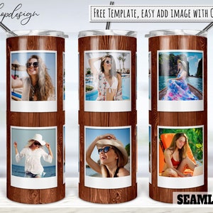 Rustieke houten foto fotolijst Tumbler, 20 Oz Tumbler, Skinny Tumbler, sublimatie graphics, digitale download, volledige wrap, PNG-ontwerp