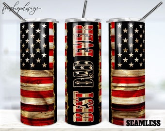 Best Dad Ever Seamless 20oz Skinny Tapered & Straight Tumbler Sublimation, Waterslide Digital Design Full Tumbler Wrap Png Digitals Download