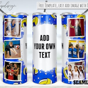 Add Your Own Text, Volleyball Photo Frame Tumbler, 20 Oz Tumbler, Skinny Tumbler, Sublimation Graphics, Digital Download, Wrap Png Design