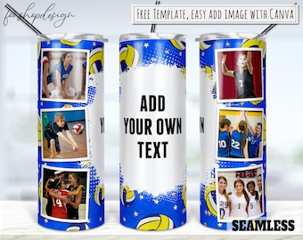 Add Your Own Text, Volleyball Photo Frame Tumbler, 20 Oz Tumbler, Skinny Tumbler, Sublimation Graphics, Digital Download, Wrap Png Design