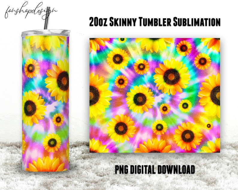 Tie Dye Sunflower Seamless 20oz Skinny Tapered & Straight Etsy