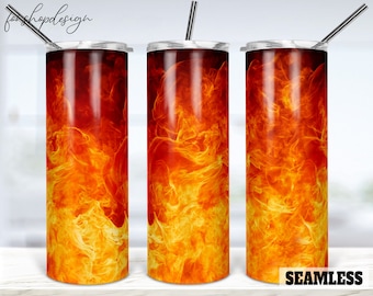 Flames Tumbler Sublimation Design, Seamless Fire Wrap (Digital Download)