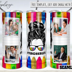 Teacher Life Photo Frame Tumbler, 20 Oz Tumbler, Skinny Tumbler, Tapered & Straight, Sublimation Graphics, Digital Download, Png Designs