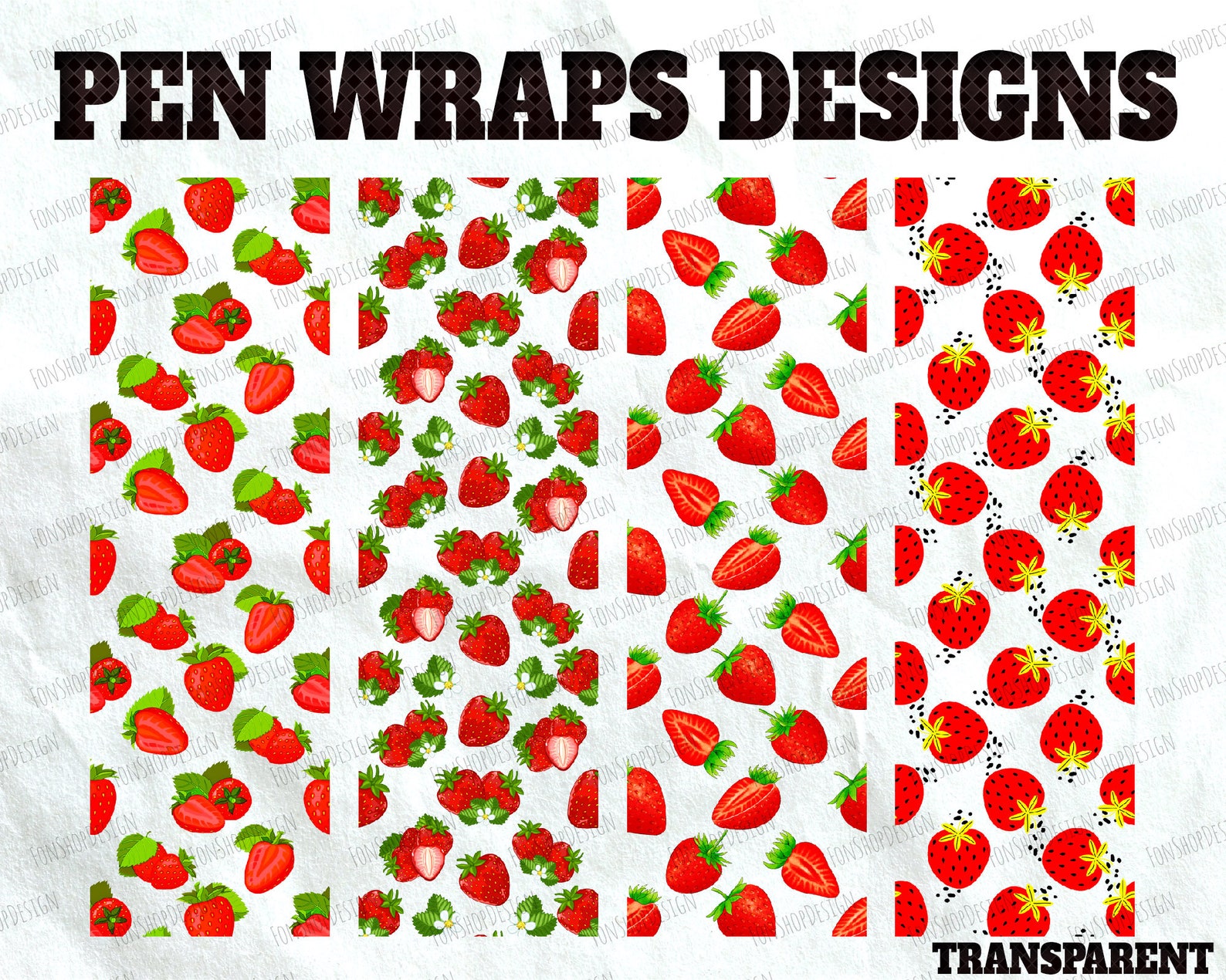 strawberry seamless pen wrap file set waterslide or