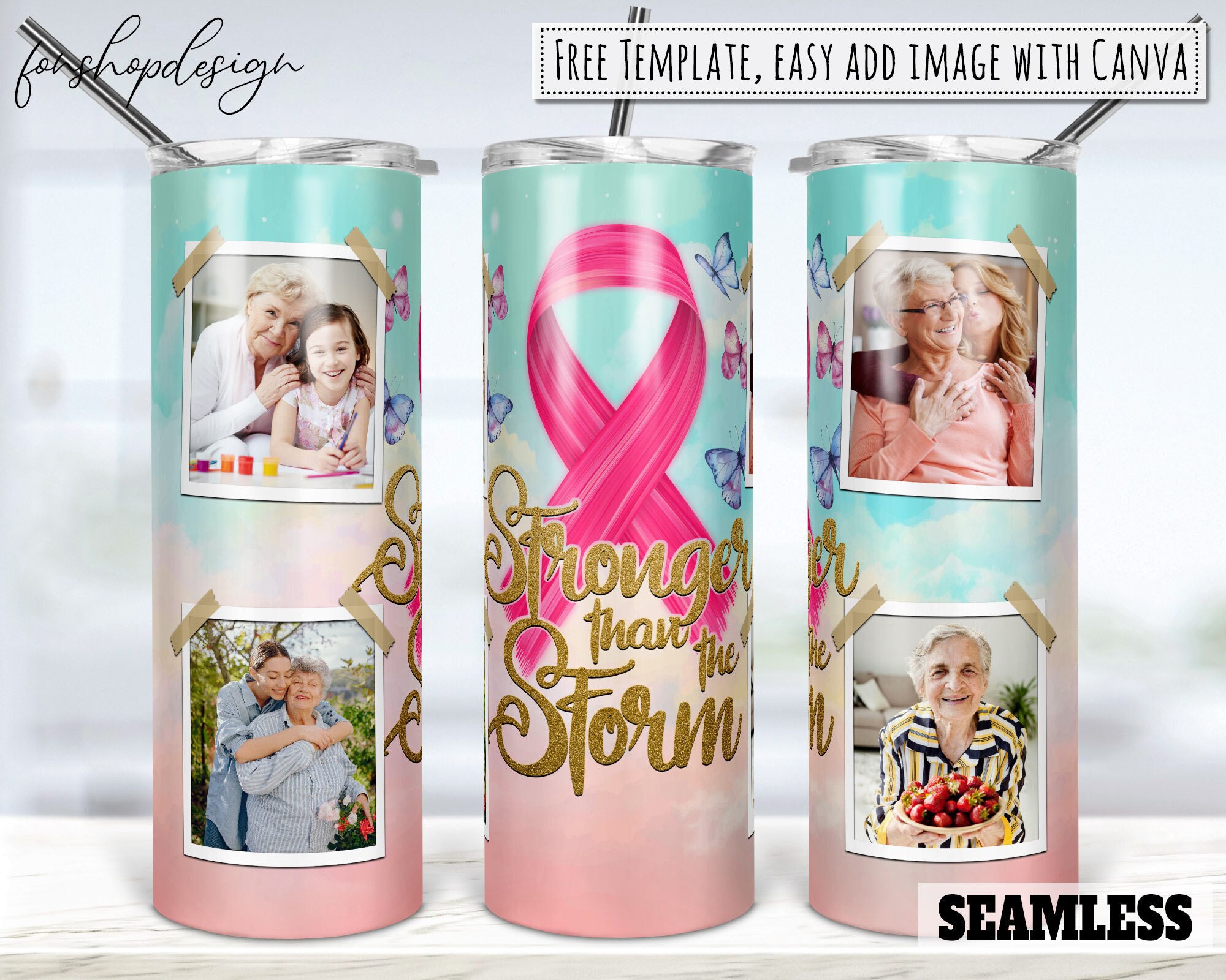 Breast Cancer Awareness Photo Frame 20oz Skinny Tapered & Straight ...