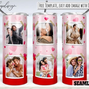 Liebe Valentinstag Fotorahmen 20 Unzen Skinny Tapered & Straight Tumbler Sublimation, Grafiken Digitales Design Full Tumbler Wrap Png Download