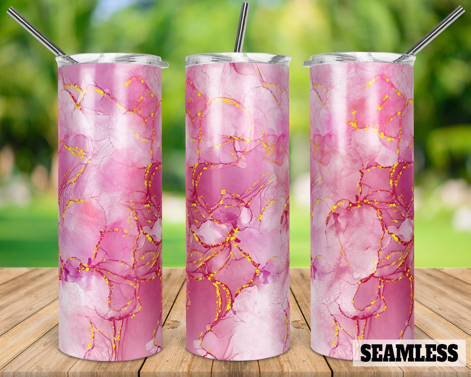 Pink Glitter Alcohol Ink Seamless 20oz Skinny Tapered & Etsy