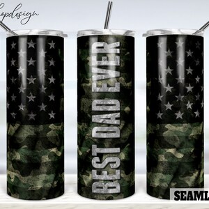 Best Dad Ever Camo Seamless Tumbler, 20 Oz Tumbler, Skinny Tumbler, Tapered & Straight, Gráficos de sublimação, Download digital, Wrap Png Design