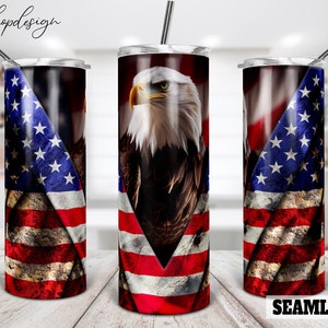 Orzeł American Flag Tumbler, 20 Oz Skinny Tumbler, Prezent Rocznicowy, Bielik Amerykański, Grafika Sublimacyjna, Pobieranie Cyfrowe, Projekt Wrap Png