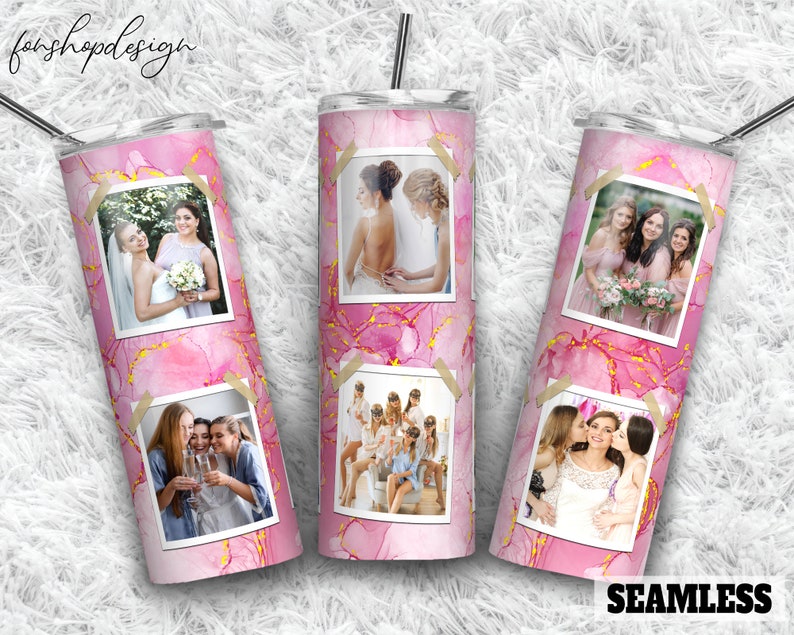 Pink Glitter Alcohol Ink Photo Frame 20oz Skinny Tapered & Etsy