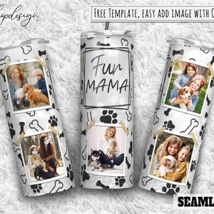 Vaso de marco de fotos Fur Mama, vaso de 20 oz, vaso delgado, cónico y recto, gráficos de sublimación, descarga digital, diseños png