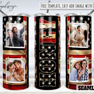 Honey American Flag Photo Frame 20oz Skinny Tapered & Straight Tumbler Sublimation, Graphics Digital Design Full Tumbler Wrap Png Download