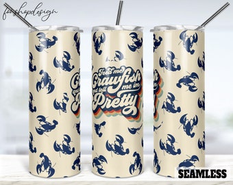 Crawfish Tumbler Design, Seamless Skinny Tumbler Wrap (PNG)