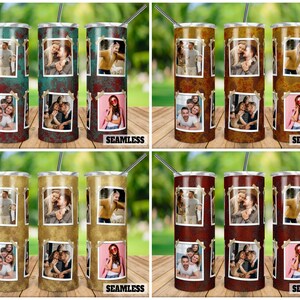 Rusty Metallic Metal Photo Frame 20oz Skinny Tapered & Straight Tumbler Sublimation Waterslide Digital Design Full Tumbler Wrap Png Download