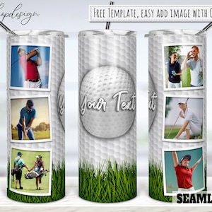 Golf Tumbler, Picture Photo Frame, 20oz Tumbler, Skinny Tumbler, Taps & Recht, Sublimatie Graphics, Digitale Download, Wrap Png Design