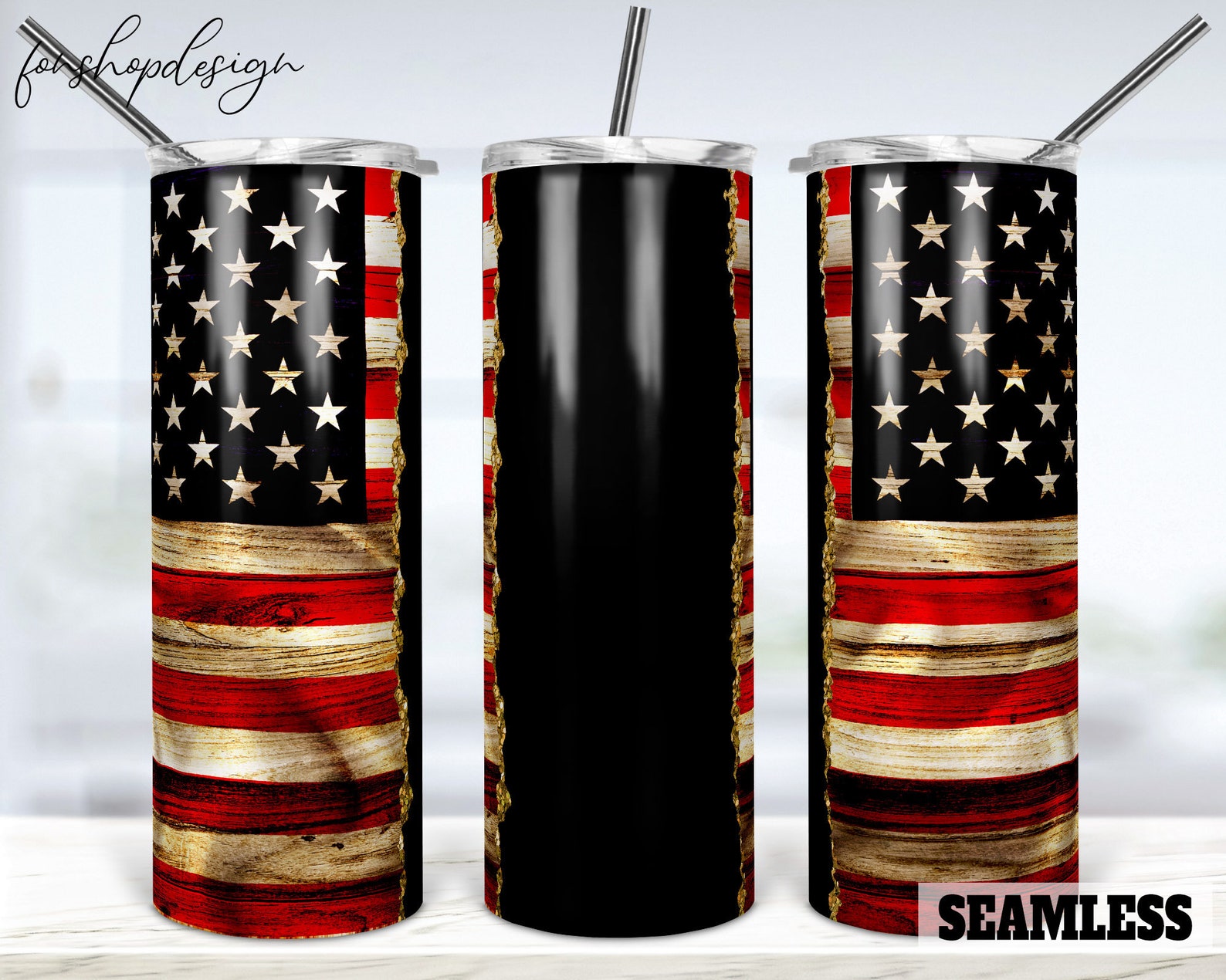 American Flag Patriotic Seamless 20oz Skinny Tapered & - Etsy