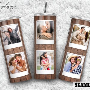 Houtnerf Foto Fotolijst Tumbler, 20 Oz Tumbler, Skinny Tumbler, Taps toelopend en recht, Sublimatie Graphics, Digitale Download, Wrap Png Design