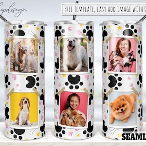 Liebe Hund Fotorahmen 20 Unzen Skinny Tapered & Straight Tumbler Sublimation, Waterslide Digital Design Full Tumbler Wrap Png Digitals Download