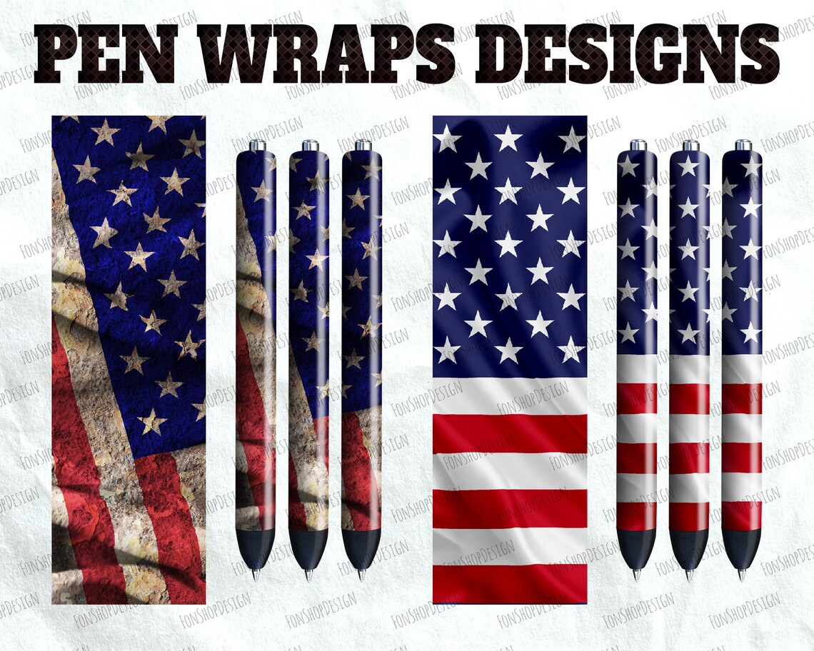 America Usa Flag Pen Wrap File Set Waterslide or Printable - Etsy