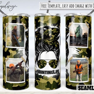 Hunting Life Fotorahmen 20 Unzen Skinny Tapered & Straight Tumbler Sublimation, Waterslide Digital Design Full Tumbler Wrap Png Download