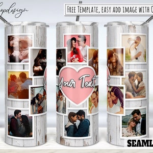 12 foto hart foto Tumbler, 20 Oz Tumbler, Skinny Tumbler, taps toelopend & recht, sublimatie graphics, digitale download, wrap png ontwerp