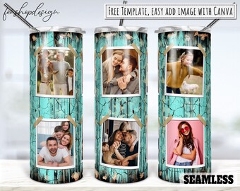 Wood Grain, Crack, Leopard, Photo Frame 20oz Skinny Tapered & Straight Tumbler Sublimation, Waterslide Design Full Tumbler Wrap Png Download
