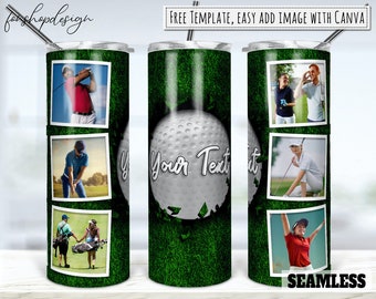 Golf Background Photo Frame Tumbler, 20 Oz Tumbler, Skinny Tumbler, Tapered & Straight, Sublimation Graphics, Digital Download, Wrap Design