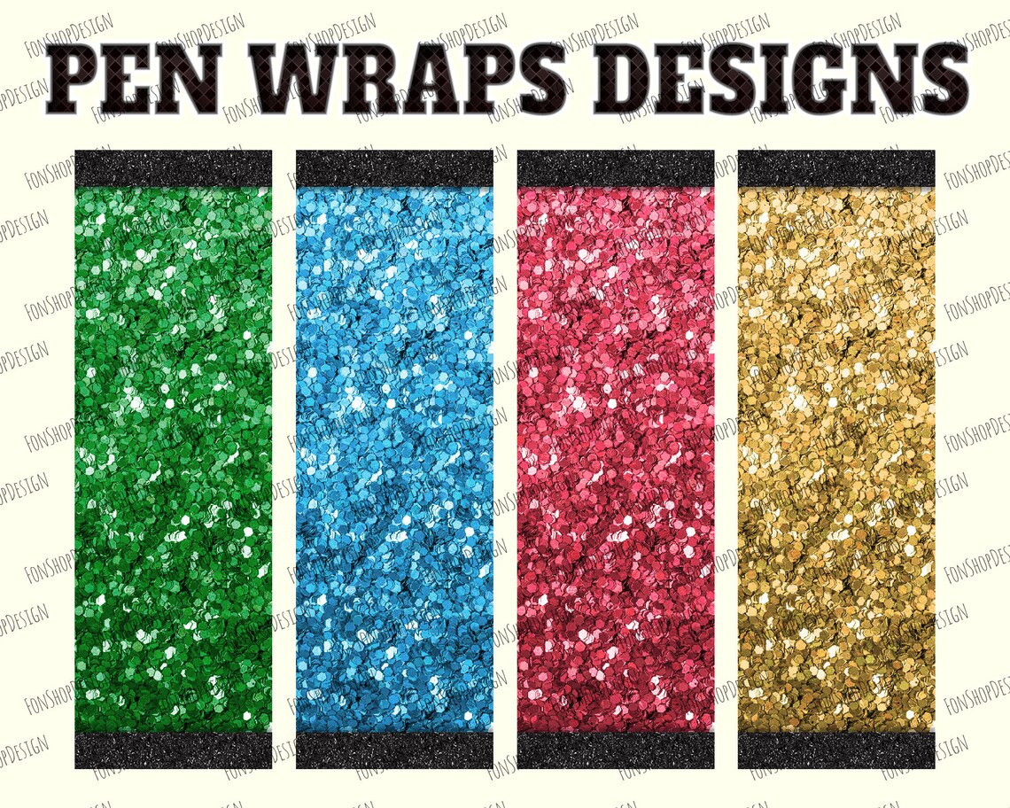 glitter pen wrap file set waterslide or printable vinyl png etsy