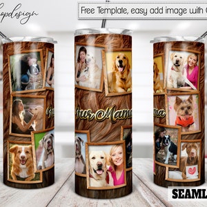 Fur Mama Tumbler, Picture Photo Frame, 20 Oz Tumbler, Dog Mom, Skinny Tumbler, Sublimation Graphics, Digital Download, Full Wrap, Png Design