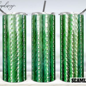 Cactus Plant Watercolor Seamless Tumbler, 20 Oz Tumbler, Skinny Tumbler, Sublimation Graphics, Digital Download, Full Wrap, Png Design