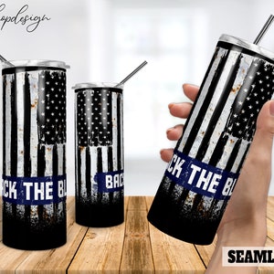 Patriotic background back the blue thin line police officer