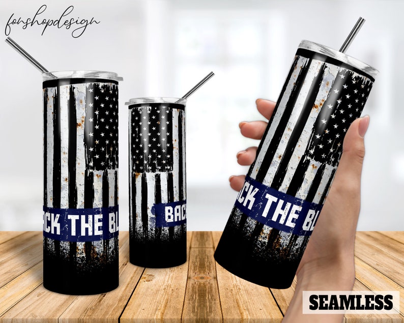 Patriotic background back the blue thin line police officer