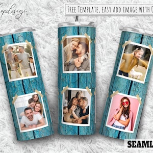 Wood Crackle Photo Frame 20oz Skinny Tapered Straight Tumbler Sublimation, Waterslide Digital Design Full Tumbler Wrap Png Download