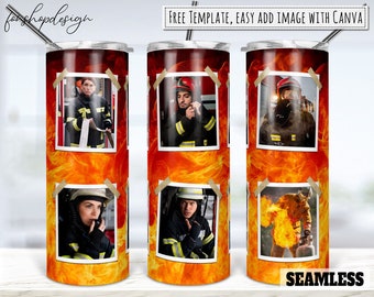 Flames Photo Frame 20oz Tumbler Sublimation Design (PNG Download)