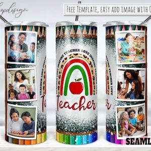 Leraar liefde inspireren Tumbler, foto fotolijst, 20 Oz Tumbler, mager Tumbler, sublimatie graphics, digitale download, wrap png ontwerp