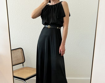 Vintage 1970s Black Maxi Dress