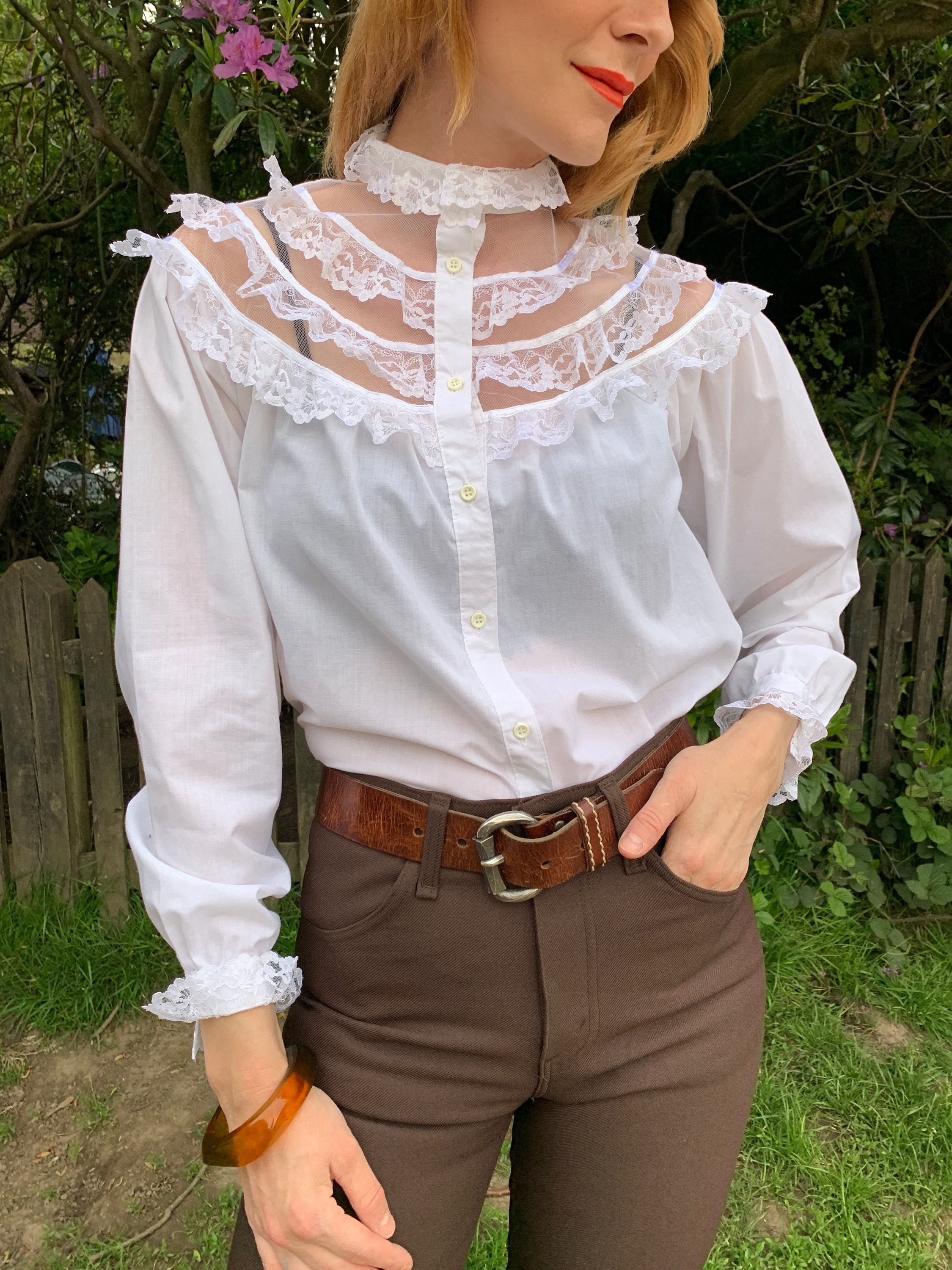 white cotton blouse with lace