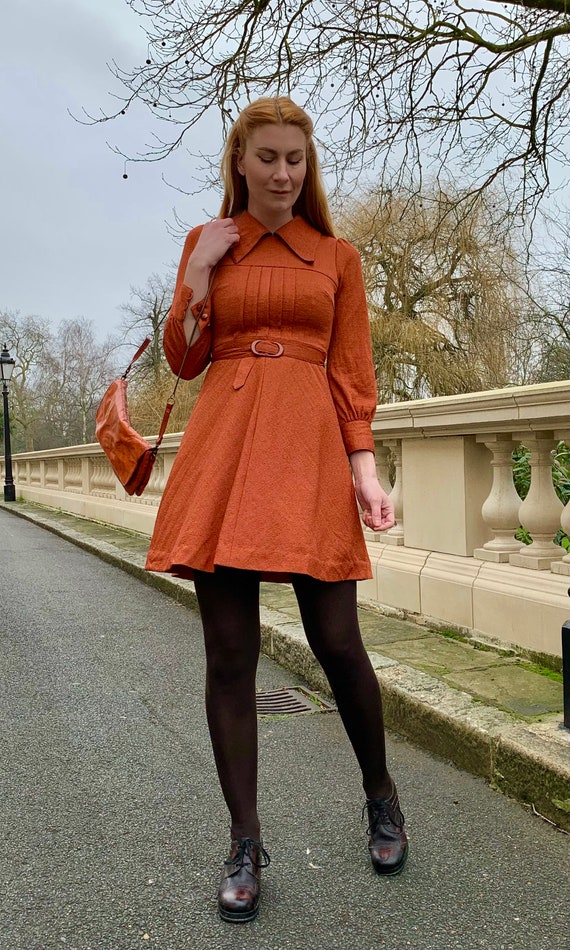 Vintage 1970s Orange Mini Dress
