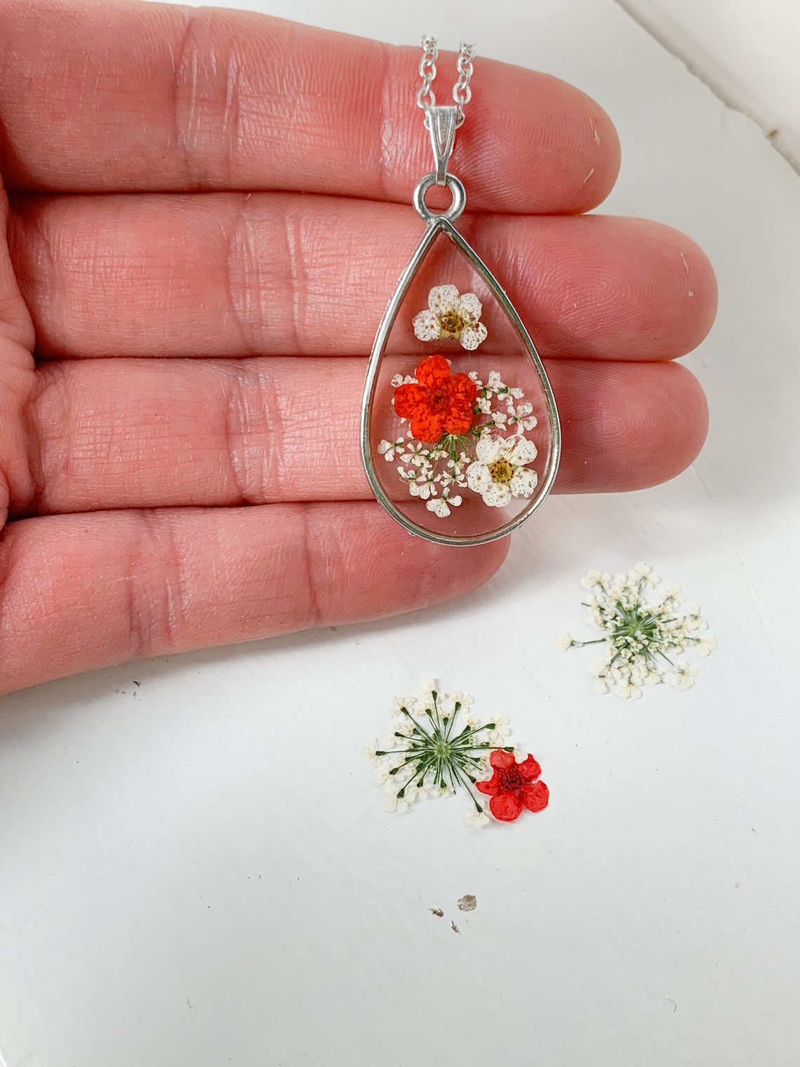 Handmade Real Flowers Necklace Dried Flower Jewellery Real | Etsy