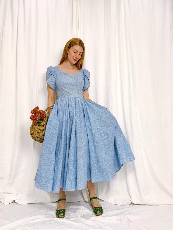 Vintage Floral Cotton 1980's Nightingales Maxi Dre