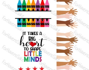 Digital | It Takes a Big Heart to Shape Little Minds SVG PNG JPG Digital | Teacher
