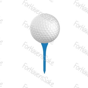 May include: A white golf ball on a blue tee, isolated against a white background.