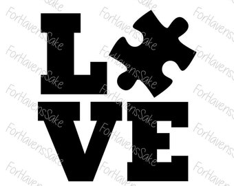 Digital | Autism Awareness svg | Puzzle Piece | Love | SVG PNG JPG