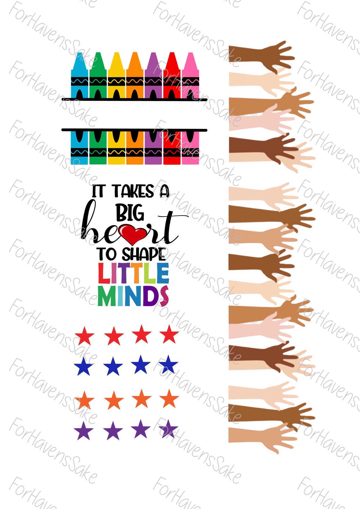 Digital It Takes a Big Heart to Teach Little Minds SVG PNG JPG Digital Teacher
