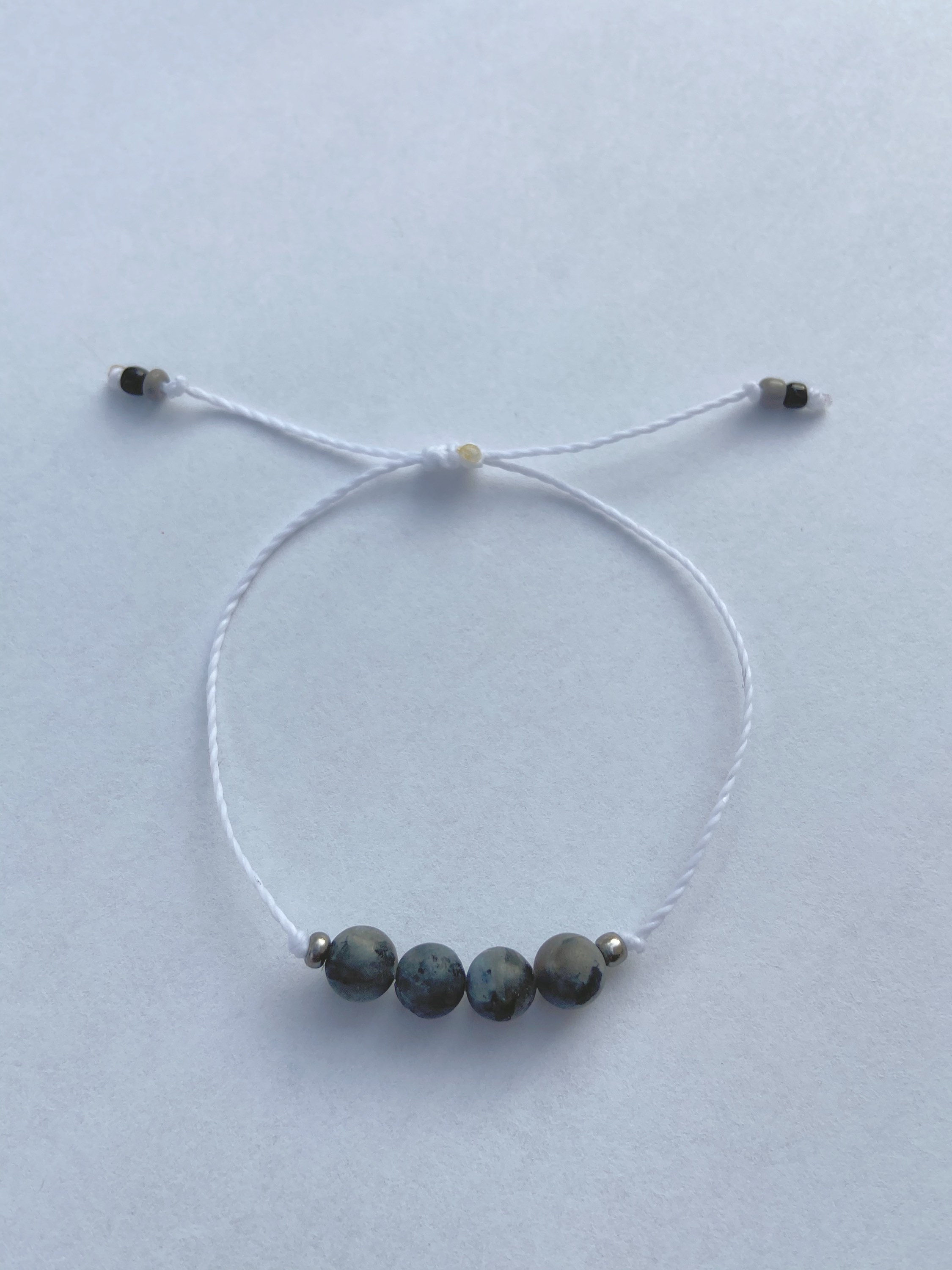 4 Bead Bracelet//Adjustable wax string bracelet Etsy
