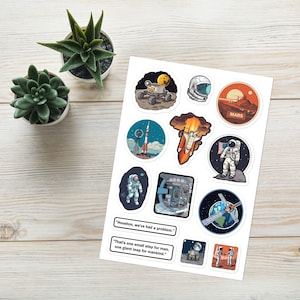 Space Exploration Sticker Sheet met raketlanceringen en meer: Blast Off to Adventure